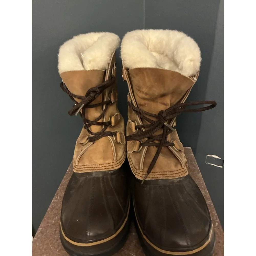 Vintage SOREL Caribou Duck Boots Men's Waterproof Leather Winter Snow Shearlined